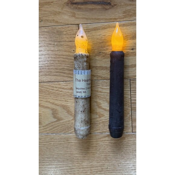 Set of 5 LED Taper Flicker Candles Beige/Dark Brown AA Batteries 6” - Picture 2 of 8